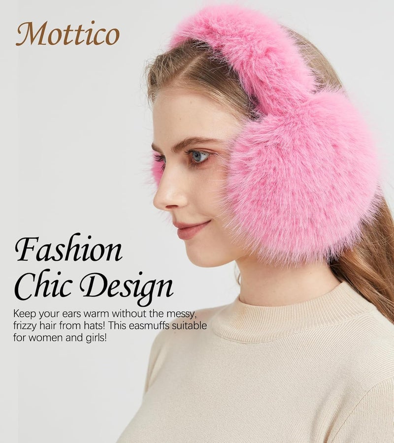 Mottico Winter Ear muffs for Women Men, Fluffy Ear Warmer with Thick Faux Ear Covers, Foldable for Convenience! - Image 2